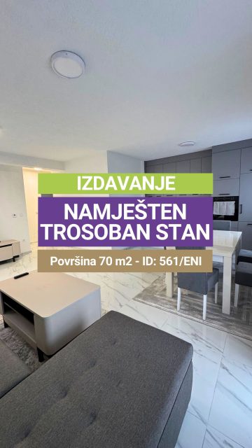 ✔️Izdavanje ✔️Kompletno namješten trosoban stan ✔️Nova gradnja ✔️70m² ✔️ Mirno i uređeno naselje ✔️ Sprat: III (zgrada sa liftom) ✔️ Dnevna soba sa kuhinjom i trpezarijom ✔️ Dvije spavaće sobe ✔️ Kupatilo ✔️ Hodnik ✔️ Balkon ✔️ Kompletno nov i namješten ✔️ PVC stolarija sa roletnama ✔️ Podno etažno grijanje ✔️ Keramičke pločice kroz stan ✔️ Kvalitetna sanitarija u kupatilu ✔️ Zgrada sa liftom
Za više informacija i zakazivanje obilaska, kontaktirajte nas. Vaš ključ za savršeni dom čeka! 🔑💫
📩 Pišite u DM za više informacija!
🔑 Broj Nekretnine/ ID: 2599/EN.
🚫 Sve naše usluge za kupce su besplatne!
Kontakt:
📱 Mobilni: 066/900-222 i 066/900-333
🌐 www.emporium-nekretnine.com
📍Posjetite nas:
Agencija za poslovanje nekretninama
Ive Andrića br.11, 76100 Brčko distrikt, BiH
📷 Pogledajte fotografije i rezervišite svoj termin za razgledanje!
Mjesto gdje budućnost nije briga. Samo uživanje. 🏡✨