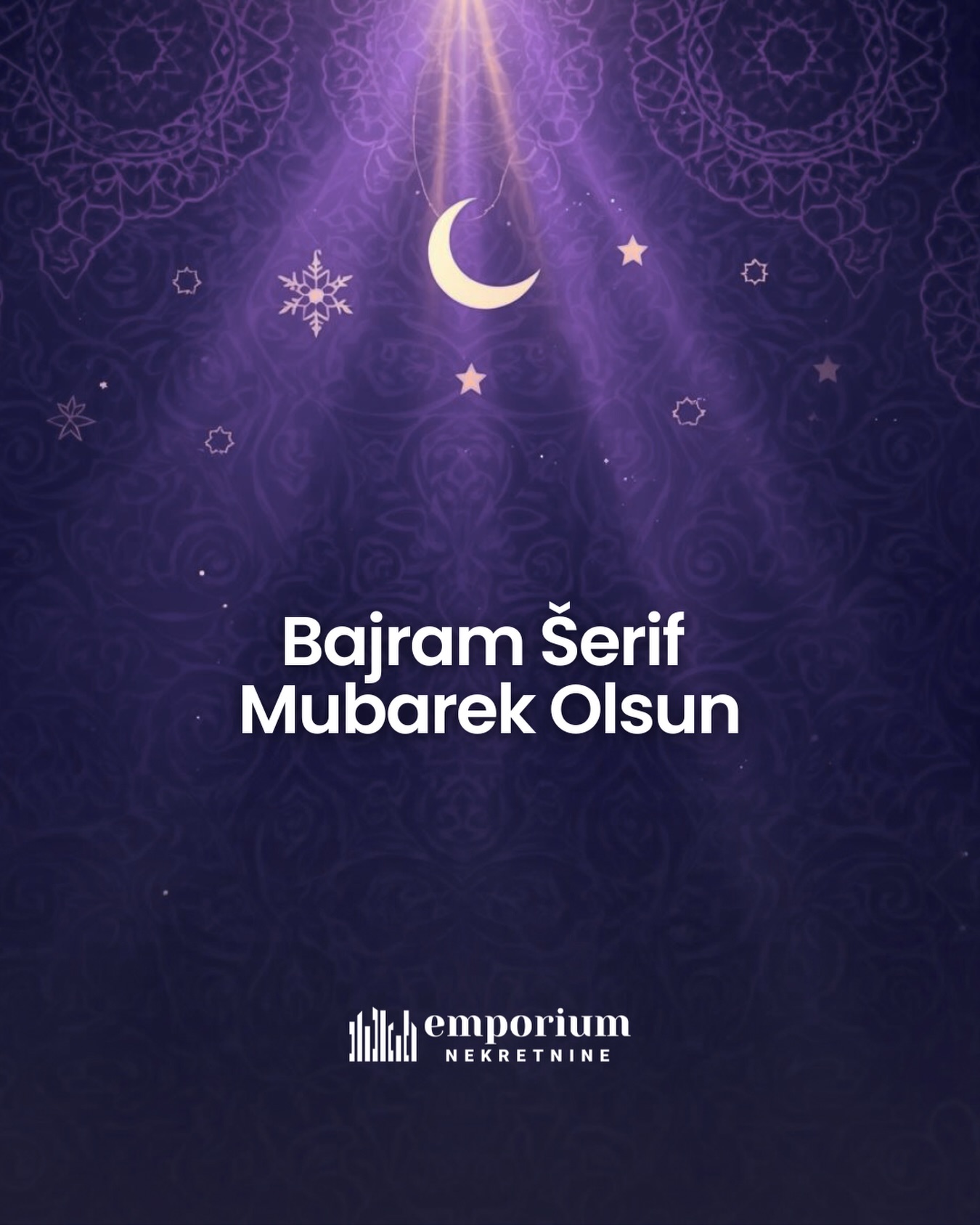 Neka vam Bajram donese mir, radost i sigurnost, baš onakav osjećaj kakav pruža pravi dom.
Emporium Nekretnine vam žele obilje sreće, zdravlja i uspjeha, uz želju da svaki vaš novi početak bude ispunjen toplinom i zadovoljstvom.
Bajram Šerif Mubarek Olsun! 💜
