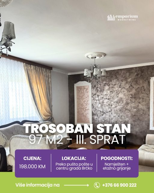 ✔️Prodaja ✔️Trosoban stan ✔️97m² ✔️Centar ✔️III sprat ✔️Namješten

📩 Pišite u DM za više informacija!

🔑 Broj nekretnine / ID: 2698/EN

🚫 Sve naše usluge za kupce su besplatne!

📱 Kontakt: 066/900-222 i 066/900-333 
🌐 www.emporium-nekretnine.com

📍 Posjetite nas: Agencija za poslovanje nekretninama Ive Andrića br. 11, 76100 Brčko distrikt, BiH

📷 Pogledajte fotografije i rezervišite svoj termin za razgledanje!

✨ Mjesto gdje budućnost nije briga. Samo uživanje. 🏡💫

#emporiumnekretnine #brčko #kupovinanekretnina
