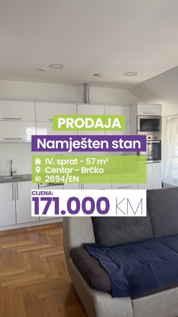 ✔️Prodaja ✔️Jednoiposoban ✔️Etažni ✔️Namješten stan ✔️57m² ✔️IV spratu ✔️Lift ✔️Dnevni boravak sa kuhinjom ✔️Spavaća soba ✔️Kupatilo ✔️Hodnik ✔️Namješten stan spreman za useljenje ✔️Etažni koncept prostora ✔️Zgrada sa liftom ✔️Etažno grijanje ✔️Klima uređaj ✔️Kvalitetni parketi ✔️Sigurnosna ulazna vrata

📩 Pišite u DM za više informacija!
�🔑 Broj nekretnine / ID: 2694/EN
�🚫 Sve naše usluge za kupce su besplatne!

📱 Kontakt:�066/900-222 i 066/900-333�🌐 www.emporium-nekretnine.com

📍 Posjetite nas:�Agencija za poslovanje nekretninama�Ive Andrića br. 11, 76100 Brčko distrikt, BiH

📷 Pogledajte fotografije i rezervišite svoj termin za razgledanje!

✨ Mjesto gdje budućnost nije briga. Samo uživanje. 🏡💫

#emporiumnekretnine #brčko #kupovinanekretnina
