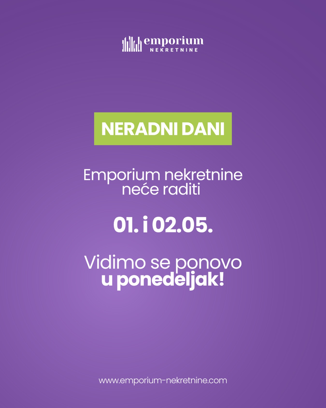 Vidimo se ponovo u ponedeljak! 💜